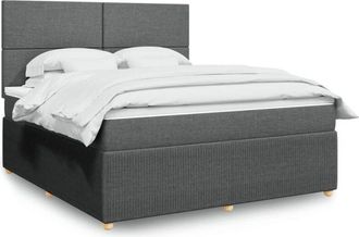 vidaXL Vidaxl - Cama Box Spring Con Colch&oacute;n Tela Gris Oscuro 180x200 Cm