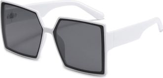 Generic Square Large Frame Mens Sunglasses Vacation Commuter Womens Sports Sun Glasses(White)