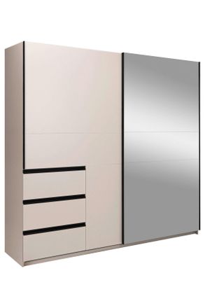 MID.YOU Mid.you Schiebet&uuml;renschrank, Kaschmir, Metall, 2 F&auml;cher, 215x205x61.5 cm, in verschiedenen Gr&ouml;&szlig;en erh&auml;ltlich, Schrankfront mit Spiegel, Schlafzimmer, 