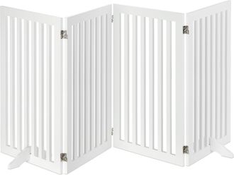 Relaxdays Barrera De Seguridad Para Perros, Ajustable, 4 Paneles, Reja Protectora Mascotas, 91,5x204,5 Cm, Mdf, Blanco - Relaxdays