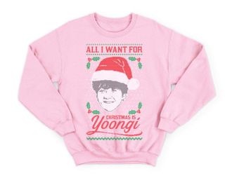 Sanfran Clothing Yoongi Christmas Funny 2019 Unisex Suga Kpop Kpop Xmas Kids Jumper Sweater Extra Large/Pink