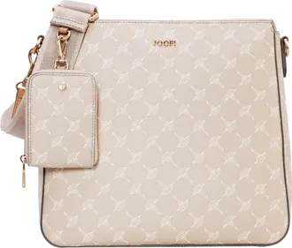 Joop Umh&auml;ngetasche JOOP cortina 1.0 jasmina shoulderbag mvz, Damen, Gr. B/H/T: 25cm x 25cm x 6cm, beige (sesame), Lederimitat, bedruckt, Taschen Umh&auml;ngetas