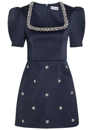 Rebecca Vallance Ayla Crystal-embellished Satin-crepe Mini Dress - Navy - 10 (UK10 / S)
