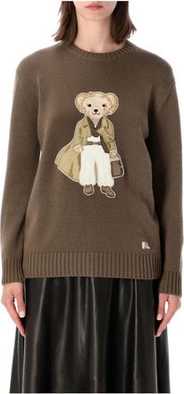 Ralph Lauren Bear Pullover - Dames - Ronde hals truien - Bruin - S - Kasjmier - Truien & Vesten