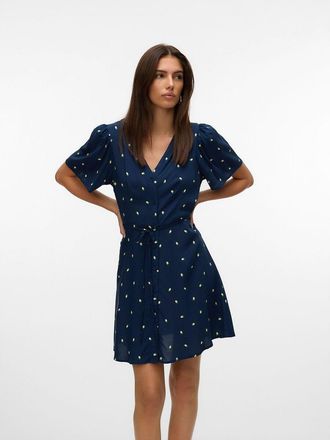 Vero Moda Korte jurk met korte mouwen en V-hals, met ceintuur