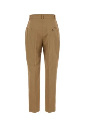 Moschino Womens Camel Cotton Pant Marrone Exterior: Pantaloni