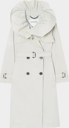 Burberry Clare Faille Ruffle Belted Long Trench Coat