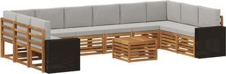 vidaXL Conjunto De Sof&aacute;s De Exterior 11 Uds. Natural Y Gris Claro Vidaxl