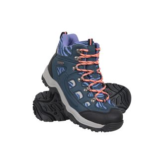Mountain Warehouse Dames/Dames Adventurer Faux Suede Waterdichte Wandelschoenen met luipaardprint (Marine)