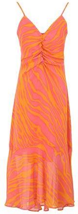 8 by YOOX PRINTED CHIFFON RUFFLE SLIP MIDI DRESS