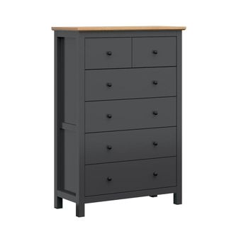 Petits Meubles C&oacute;moda 6 cajones paneles mdf y de melamina gris antracita y madera