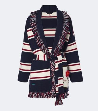 Alanui Rugby Club fringed virgin wool wrap cardigan