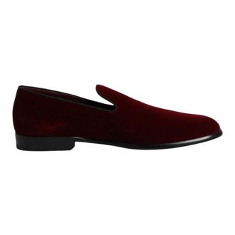 Dolce & Gabbana Rode Velvet Slip On Loafers Schoenen - Heren - Loafers - Rood - 42 EU - Katoen - Schoenen