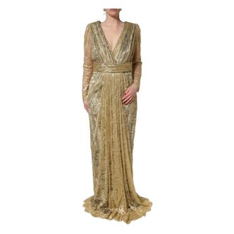 Dolce & Gabbana Long Sleeves Mermaid Dress - female - Dolce & Gabbana - Gowns - Yellow - 3XL - Dresses