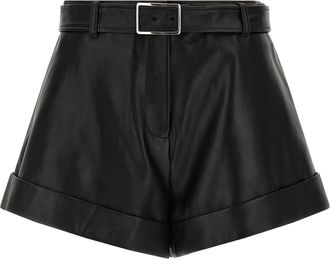 Sportmax Black Lamb Leather Bermuda Womens Shorts