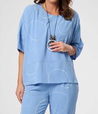 Saloos Printed Short Top In Denim