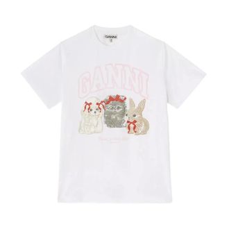 Ganni Dames, Tops, Wit, Maat: M Katoen