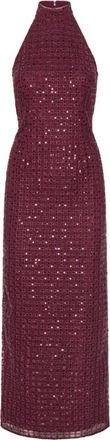 Rotate Bloemen Mesh Maxi Jurk - Dames - Avondkleed - Paars - M - Polyester - Kleedjes