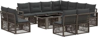 vidaXL Conjunto De Sof&aacute;s De Jard&iacute;n 12 Uds. Gris Y Gris Oscuro Vidaxl