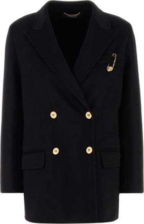 Versace Womens Double-breasted Coat In Cashmere Blend - Black - Size EU 40 (Womens)