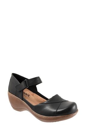 Softwalk Miri Ankle Strap Platform Wedge Clog in Black at Nordstrom, Size 10.5