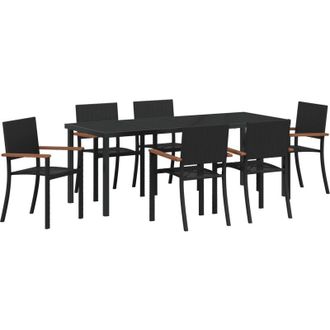 vidaXL Conjunto De Comedor De Jard&iacute;n 7 Pcs Negro Vidaxl