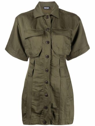 Diesel Twill blousejurk met meerdere zakken - Groen