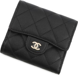 Chanel Matelasse Black Grained Calfskin Wallet (Tri-Fold) (Pre-Owned)