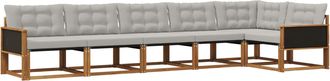 vidaXL Conjunto De Sof&aacute;s De Exterior 6 Uds. Natural Y Gris Claro Vidaxl