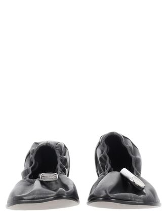 Maison Margiela Soft Gathered Leather Flats with Metallic Accent
