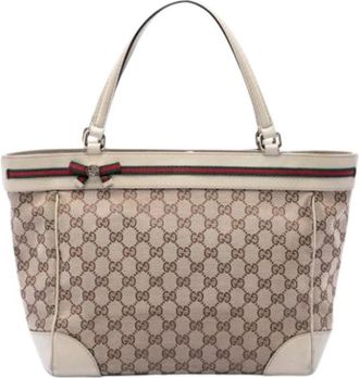 Gucci Pre-owned Mayfair Tote Bag - Dames - Vintage Shopper - Beige - ONE Size - Leer - Vintage