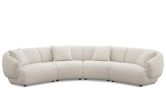 Castlery Auburn Curve L-Shape Sectional Sofa Customized, Performance Classic Twill Cream, Spill Resistant, Modular for Sofas by Castlery