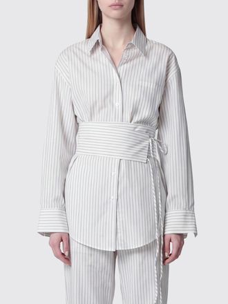 R&oacute;he Camicia relaxed fit a righe in seta e cotone con cintura in vita