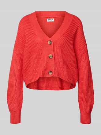 Only Regular Fit Strickjacke mit einreihiger Knopfleiste Modell CAROL NICE in Hellrot, Gr&ouml;&szlig;e XL