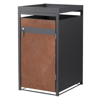 ML Design Ml-design - Cobertizo De Exterior Para 1 Cubo De Basura De 240l 68x80x124 Cm Antracita Con Acabado &Oacute;xido Mueble Cubrecontenedor De Acero Resistente Co
