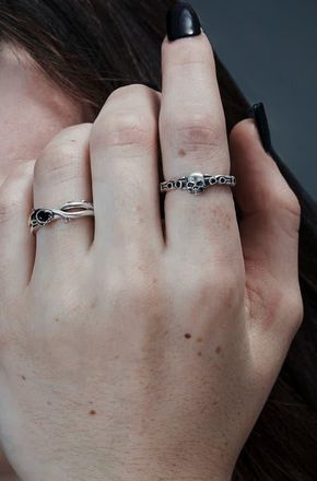 Disturbia Teara Skull Sterling Silver Ring at Nordstrom, Size 6.75