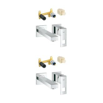 GROHE Conjunto 2 Mezcladores De Lavabo De Pared Eurocube 2 Agujeros S Cromo + Cuerpo Empotrado