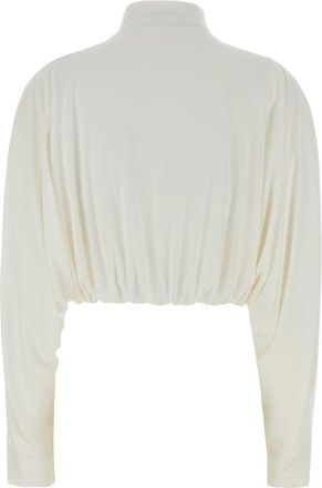 Alaia Womens Draped Jacket White Viscose Nylon