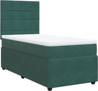 vidaXL Cama Box Spring Con Colch&oacute;n Terciopelo Verde Oscuro 80x200 Cm Vidaxl