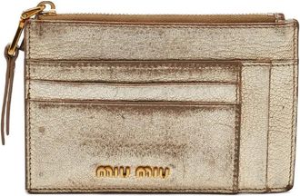Miu Miu Portacarte in pelle con zip - Oro