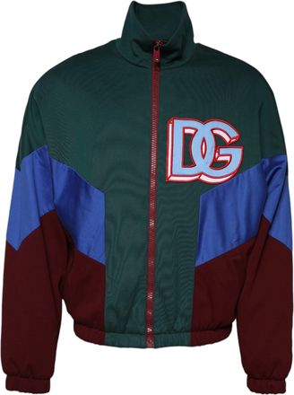 Dolce & Gabbana Mens Colorblock Track Jacket - Dark Green Cotton - Size EU 52 (Mens)
