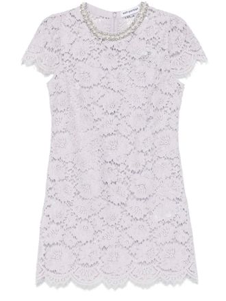 Self Portrait Mini-jurk met kant - Paars