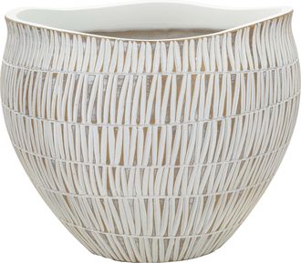 Dmora Vaso Celso, Color Estructura Beige, Di&aacute;metro 26.5 Cm, Blanco