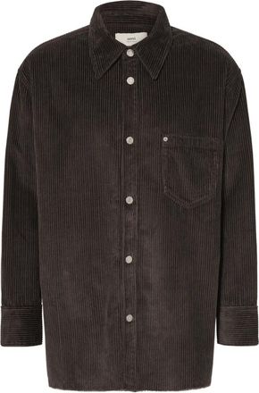 Ami Corduroy Overshirt met Zijsplit - Heren - Zomerjassen - Grijs - M - Katoen - Jassen