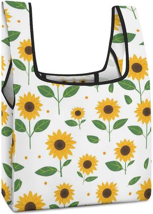 Generic Sunflower Flowers Shopping Bag Reusable Grocery Tote Bag Foldable Handbag for Travel Picnic