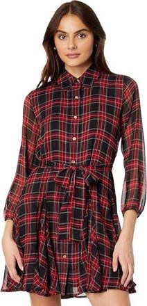 Tommy Hilfiger Long Sleeve Plaid Dress Womens Clothing Black : XL (US 16-18), Polyester