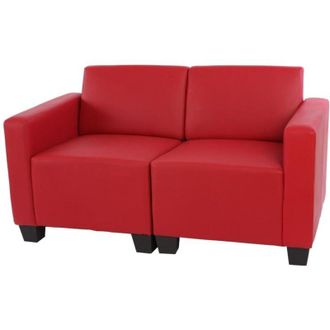 Hhg Salotto modulare componibile lounge moderno Lione N71 ecopelle divano 2 posti rosso