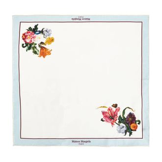 Maison Margiela Silk Scarf With a Floral Motif - female - Maison Margiela - Silk Scarves - Beige - ONE SIZE - Accessories