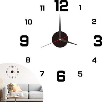OEM Reloj De Pared 3d - Adhesivo De Pared Para Reloj Diy - Decoraci&oacute;n Para Sala De Estar - Mecanismo Silencioso - 40 Cm - Negro