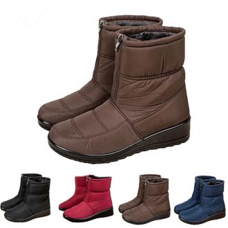 Generic Waterproof Snow Boots for Women, Warm Zipper Anti-Slip Outdoor Snow Booties, Plush Lined Winter Ankle Boots Casual Shoes for Walkin (Brown,6.5)